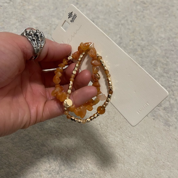 Brand New One Size I AM Beaded Spiral Elastic Bracelet In Sparkle Orange Color - Picture 6 of 8